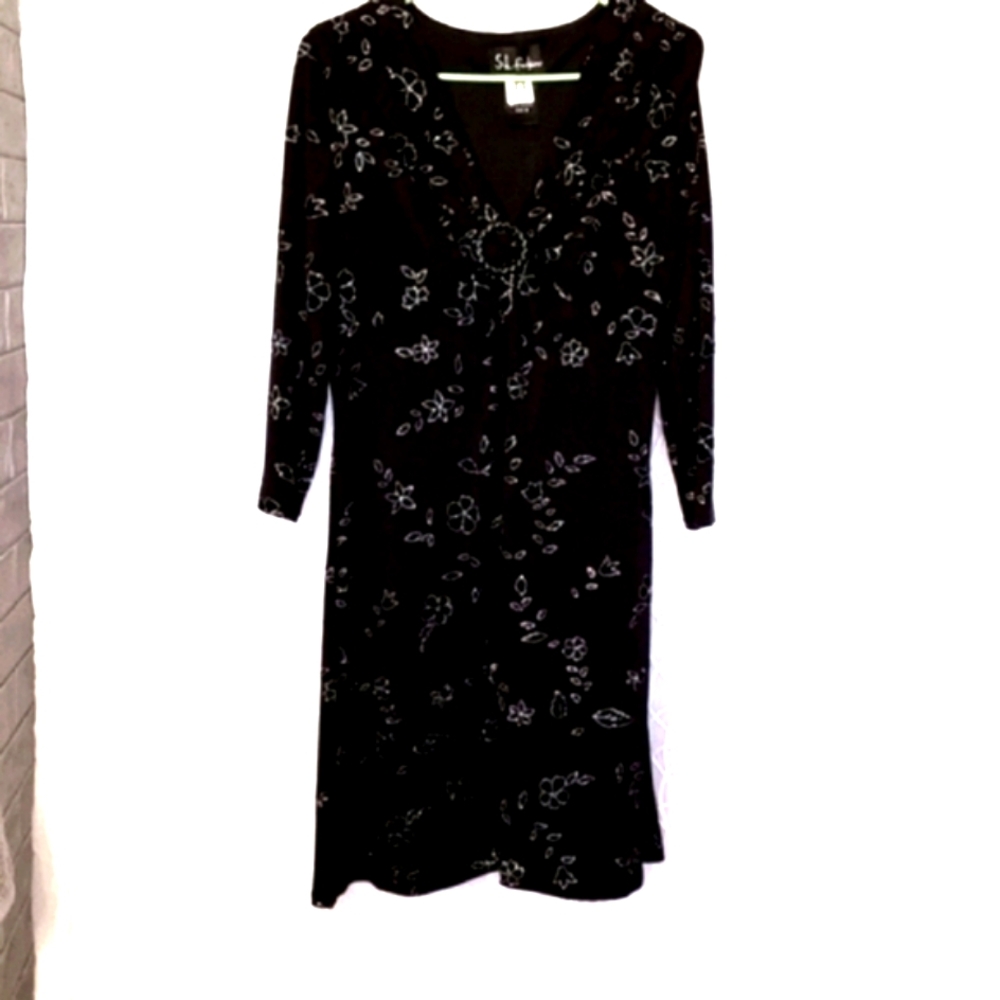 S.L. Fashions black and silver dress